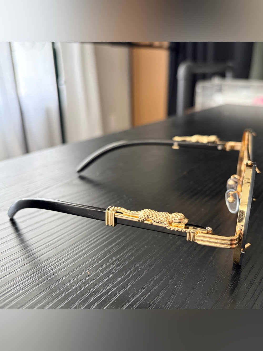 Wild Cat Sunglasses Round in Black with Gold Tone Accents - Picture 2 of 4